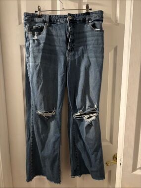 Style & Co. Distressed Dark Blue Straight-Leg Jeans